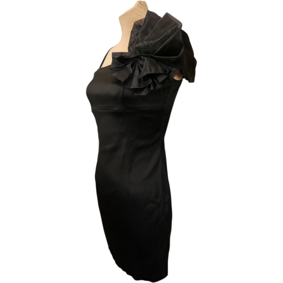 BETSEY JOHNSON Black Satin Cocktail Dress - Size 8 - Picture 5 of 15
